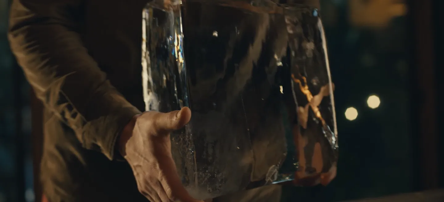 Man with a big ice cube